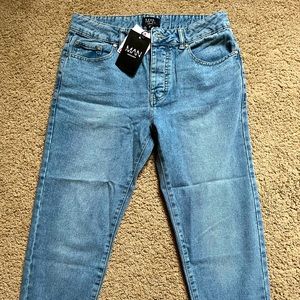 Relaxed fit, tapered jeans from BoohooMan.com. Size 32 waist.